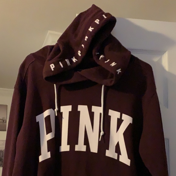 PINK Victoria's Secret Tops - Pink VS Hoodie with pockets EUC.. Maroon Color